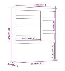 Tête de lit Blanc 81x4x104 cm Bois massif de pin