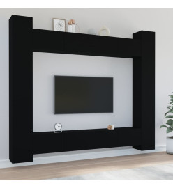 Ensemble de meubles TV 8 pcs Noir Bois d'ingénierie