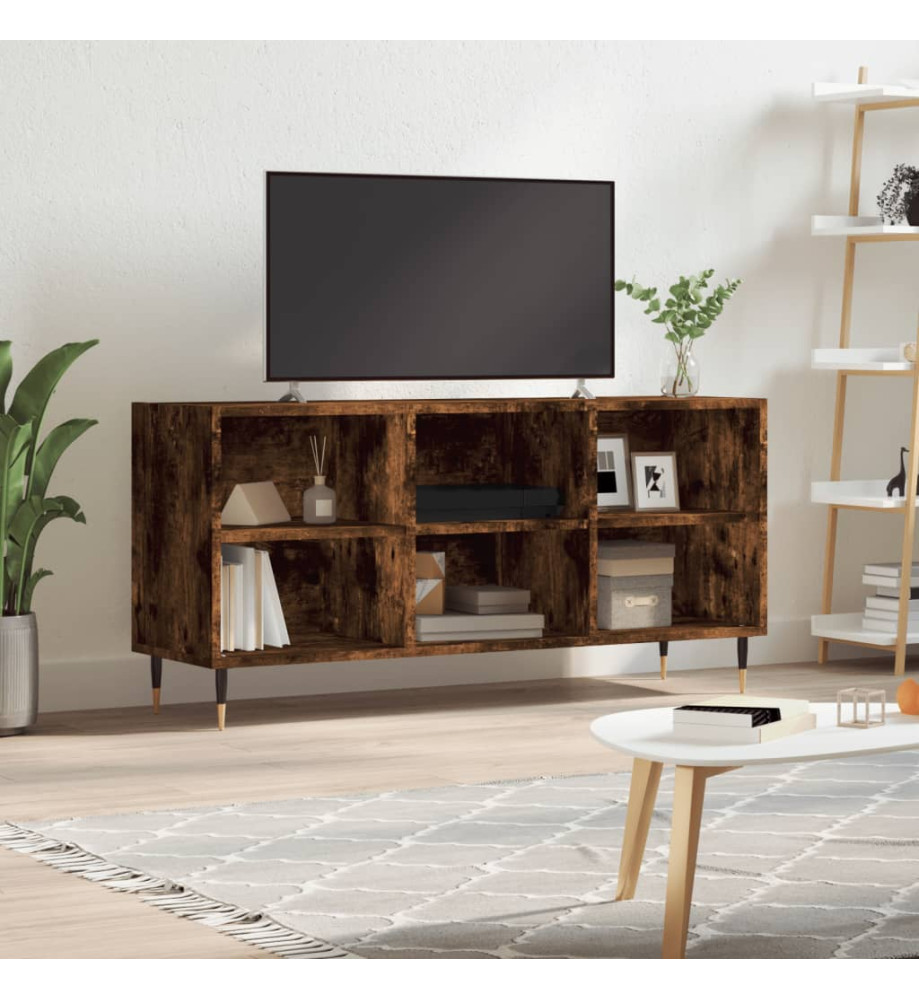 Meuble TV chêne fumé 103,5x30x50 cm bois d'ingénierie