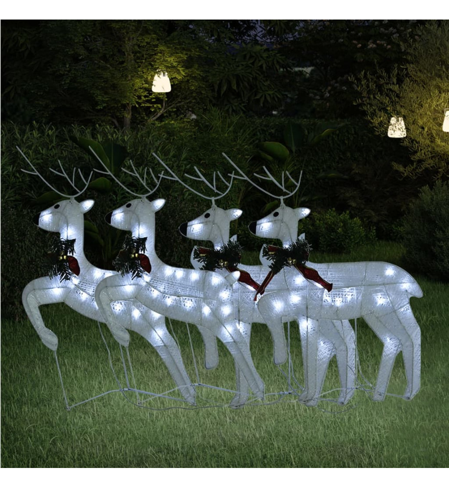 Rennes de Noël 4 pcs Blanc 80 LED