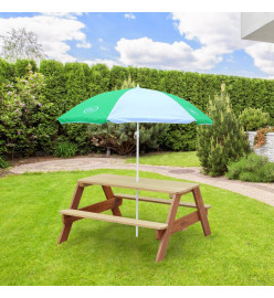 Axi House Table Picnic Nick Brun avec Parasol Vert Blanc