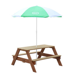 Axi House Table Picnic Nick Brun avec Parasol Vert Blanc