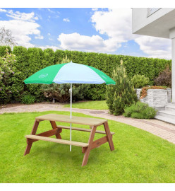 Axi House Table Picnic Nick Brun avec Parasol Vert Blanc