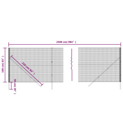 Clôture en treillis métallique anthracite 1,6x25 m