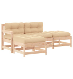 Salon de jardin 4 pcs avec coussins bois massif