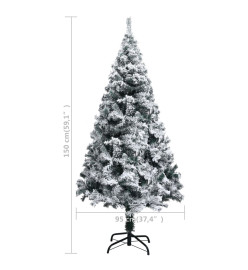 Sapin de Noël artificiel avec neige floquée vert 150 cm PVC