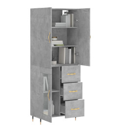 Buffet haut Gris béton 69,5x34x180 cm Bois d'ingénierie