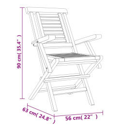 Chaises de jardin pliantes 4 pcs 56x63x90 cm bois massif teck