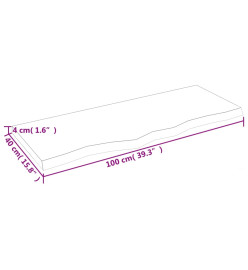 Étagère murale gris foncé 100x40x4 cm bois chêne massif traité