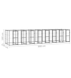 Chenil extérieur Acier 19,36 m²