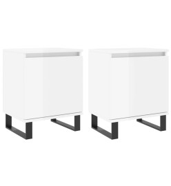 Tables de chevet 2pcs blanc brillant 40x30x50cm bois ingénierie