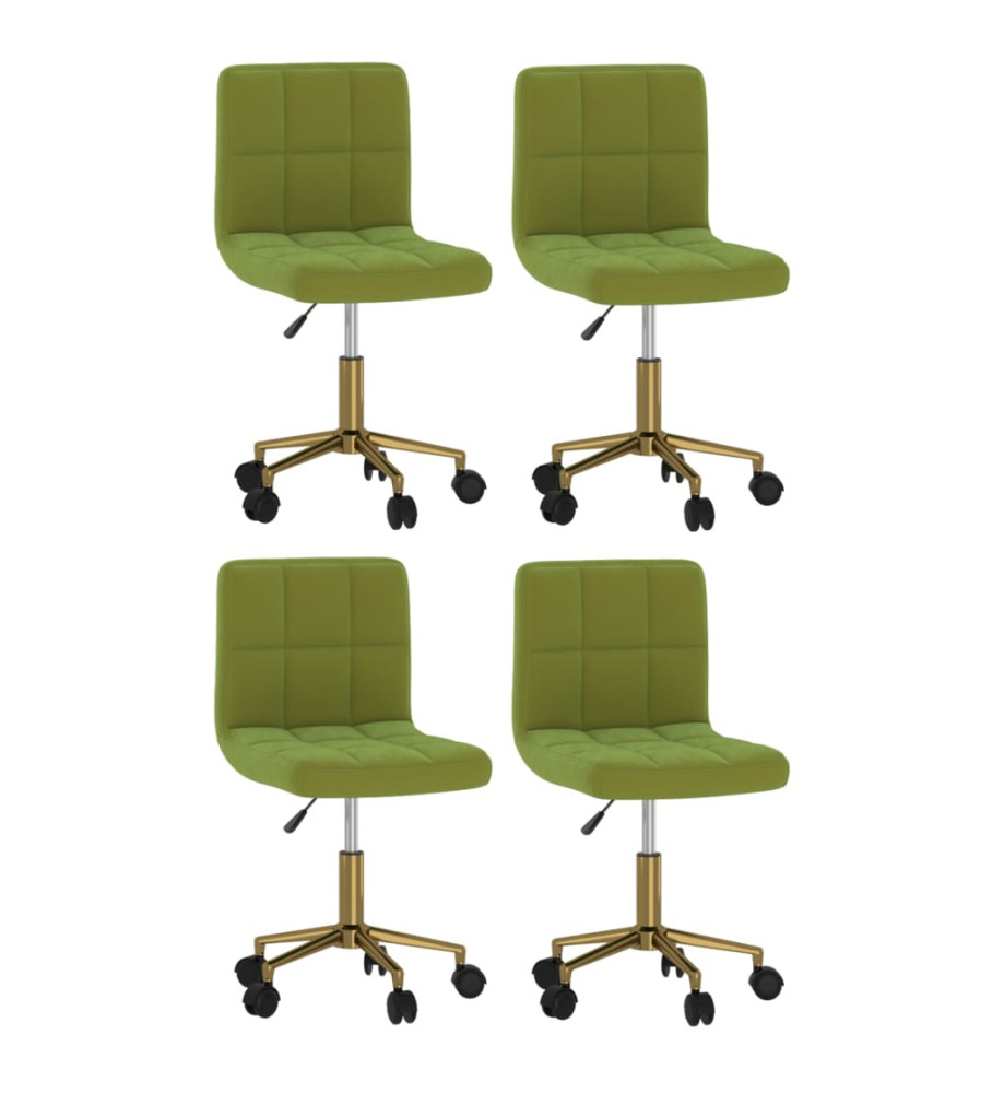 Chaises pivotantes à manger lot de 4 vert clair velours