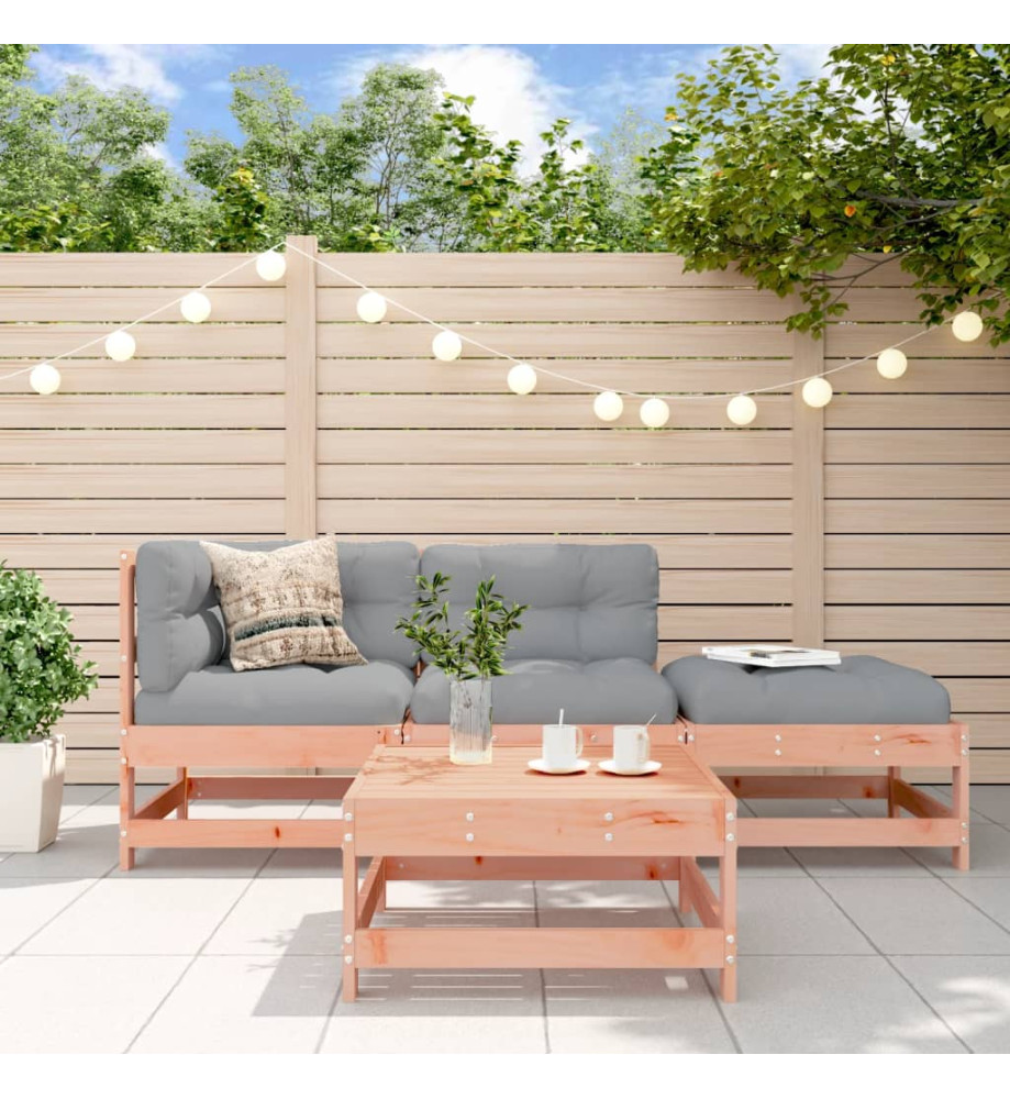 Salon de jardin 4 pcs avec coussins bois massif douglas