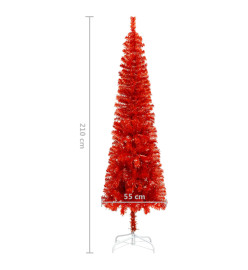 Sapin de Noël étroit Rouge 210 cm