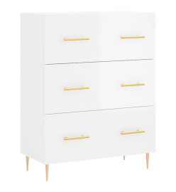 Buffet Blanc brillant 69,5x34x90 cm Bois d'ingénierie