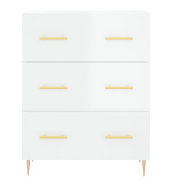 Buffet Blanc brillant 69,5x34x90 cm Bois d'ingénierie