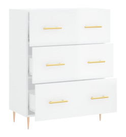 Buffet Blanc brillant 69,5x34x90 cm Bois d'ingénierie