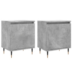 Tables de chevet 2 pcs gris béton 40x30x50 cm bois d'ingénierie