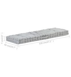 Coussin de plancher de palette Coton 120x40x7 cm Gris