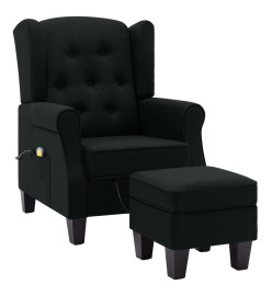 Fauteuil de massage avec repose-pied Noir Tissu