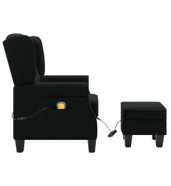 Fauteuil de massage avec repose-pied Noir Tissu