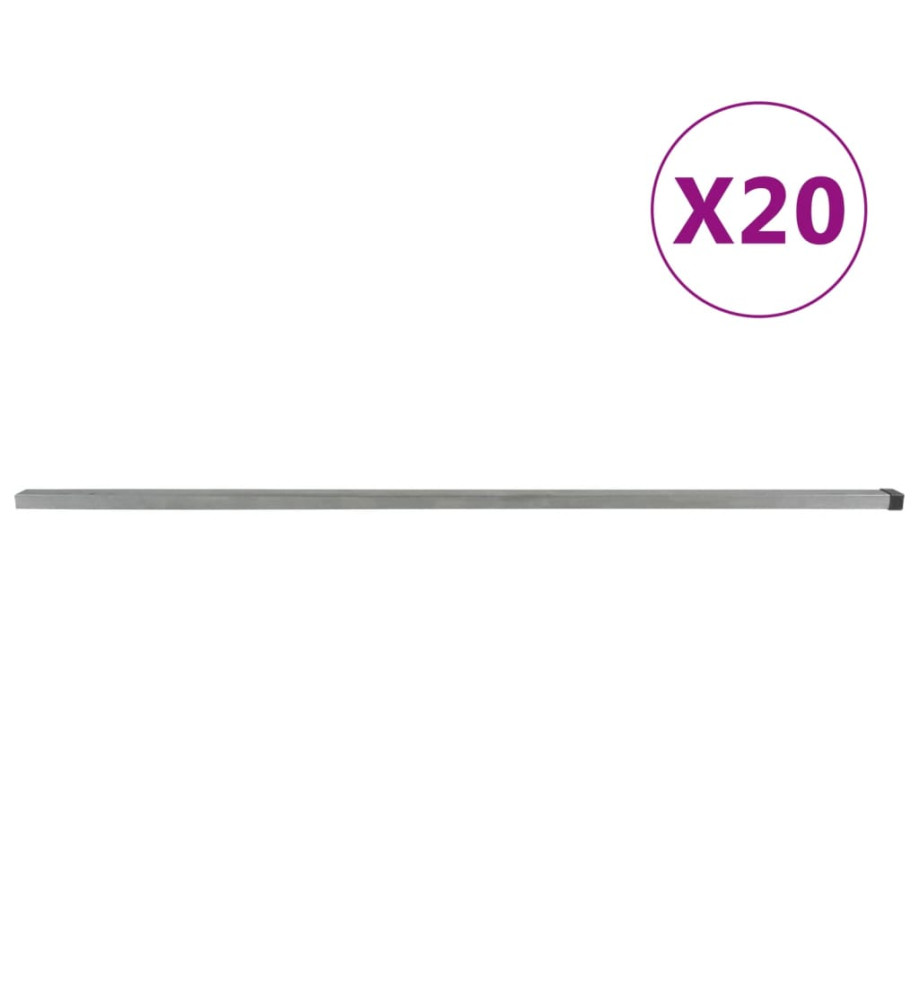 Poteaux de clôture de jardin 20 pcs argenté 260 cm acier