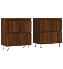 Buffets 2 pcs chêne marron bois d'ingénierie