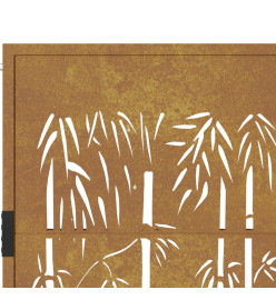 Portail de jardin 105x80 cm acier corten design de bambou