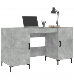 Bureau gris béton 140x50x75 cm bois d'ingénierie