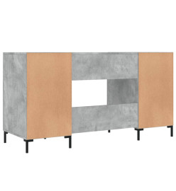 Bureau gris béton 140x50x75 cm bois d'ingénierie