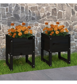 Jardinières 2 pcs Noir 40x40x52,5 cm Bois massif de pin