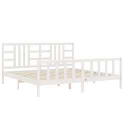Cadre de lit avec tête de lit blanc 200x200 cm bois massif