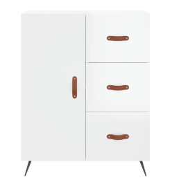 Buffet Blanc brillant 69,5x34x90 cm Bois d'ingénierie