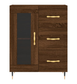 Buffet haut Chêne marron 69,5x34x180 cm Bois d'ingénierie