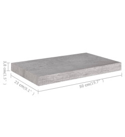 Étagère murale flottante Gris béton 50x23x3,8 cm MDF