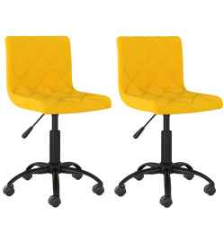 Chaises à manger pivotantes lot de 2 jaune moutarde velours