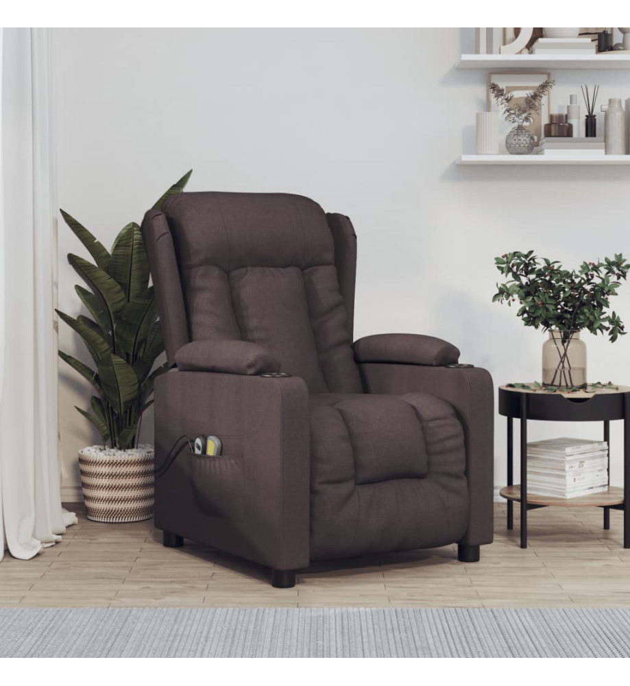 Fauteuil électrique de massage Marron foncé Tissu