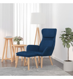 Chaise de relaxation avec tabouret Bleu Velours