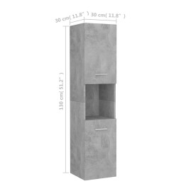 Armoire de salle de bain Gris béton 30x30x130 cm Aggloméré