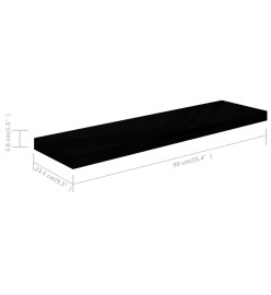 Étagère murale flottante Noir brillant 90x23,5x3,8 cm MDF