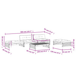 Salon de jardin 5 pcs avec coussins bois massif douglas