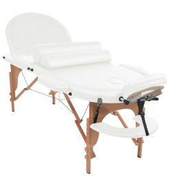 Table de massage pliable 4 cm d'épaisseur et 2 traversins Blanc