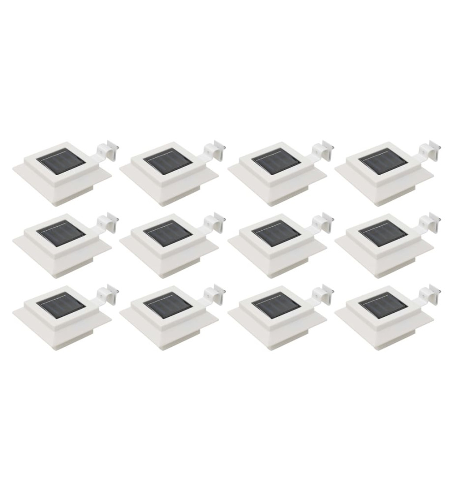 Lampes solaires à LED carrées d'extérieur 12 pcs 12 cm Blanc