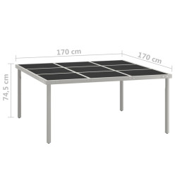 Table de salle à manger de jardin 170x170x74,5cm Verre et acier