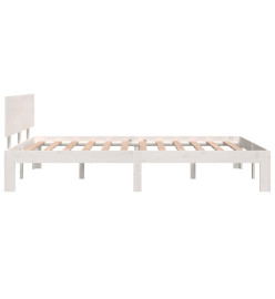 Cadre de lit blanc 120x190 cm petit double bois massif de pin