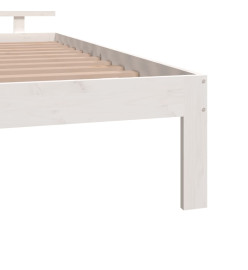 Cadre de lit blanc 120x190 cm petit double bois massif de pin