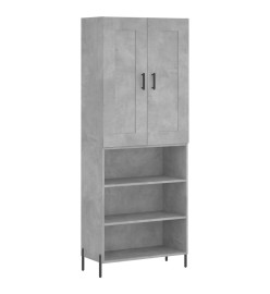 Buffet haut Gris béton 69,5x34x180 cm Bois d'ingénierie