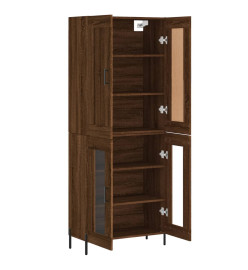 Buffet haut Chêne marron 69,5x34x180 cm Bois d'ingénierie