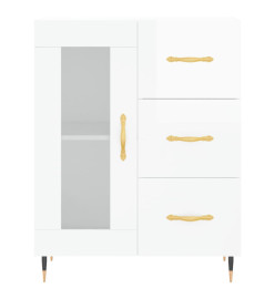 Buffet haut Blanc brillant 69,5x34x180 cm Bois d'ingénierie