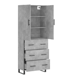 Buffet haut Gris béton 69,5x34x180 cm Bois d'ingénierie